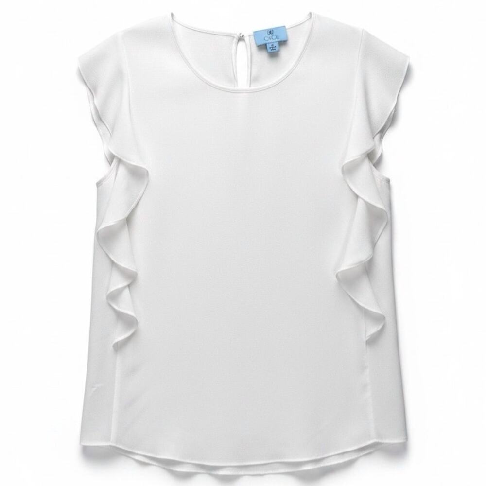 CECE Women's FLUTTER Top SLEEPLESS White Size Medium